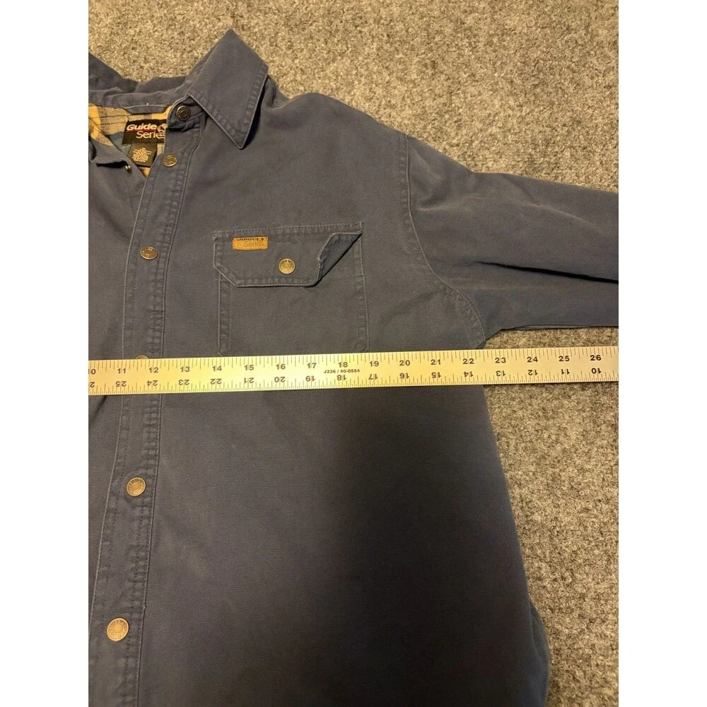 Gander Mountain Guide Series Mens M Blue Flannel Lined Snap Front Shirt Jacket